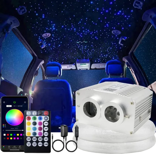 Miniatura 8 de Kit de luces de techo de estrella de fibra óptica parpadeante de 10 W con control Bluetooth de Azimom, luces de interior para automóvil y hogar, 450