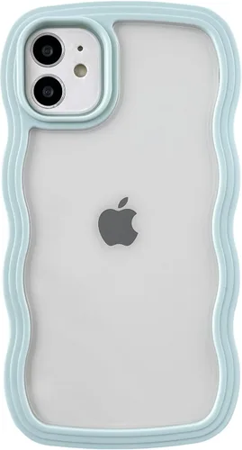 Miniatura 12 de Caseative Funda para iPhone 11, color negro Forma de marco de onda rizada linda a prueba de golpes suave