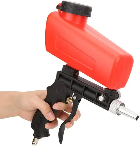 Miniatura 2 de Pistola de chorro de arena neumática, mini lanzador de arena portátil de mano con entrada de aire de 1/4 pulgadas, kit de pistola de arena portátil