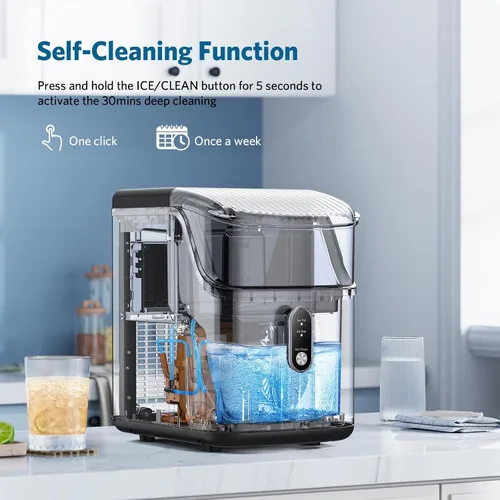 Miniatura 9 de COWSAR Nugget Ice Makers - Máquinas de hielo de nuggets para encimera, hielo suave masticable en pellets, con función de limpieza automática, 35