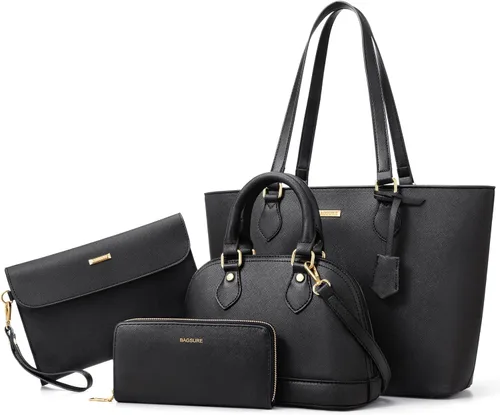 Miniatura 10 de 4 piezas de bolsos de moda para mujer, carteras, bolsos de hombro, bolsos de mano casuales, bolsos cruzados, juego de bolsos de regalo para damas