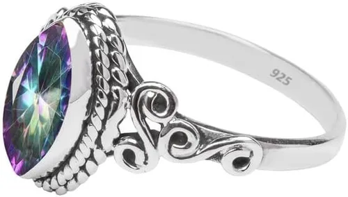 Miniatura 15 de Anillo de plata de ley 925 con piedras preciosas para mujeres y niñas, hecho a mano, anillo de promesa de piedras preciosas naturales, regalo