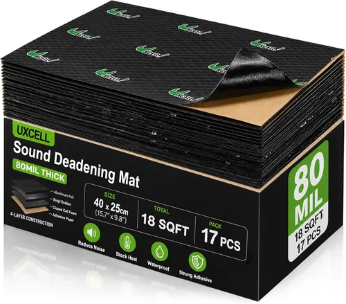 Miniatura 10 de uxcell 2 unids 80mil 5sqft coche amortiguador de sonido aislamiento térmico almohadilla butilo amortiguamiento autoadhesivo