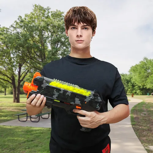 Miniatura 6 de YTSWELE Pistola Blaster con gafas protectoras con pistón de resorte y 100 rondas para hasta 110 FPS compatible con dardos Nerf Hyper Rounds, fácil