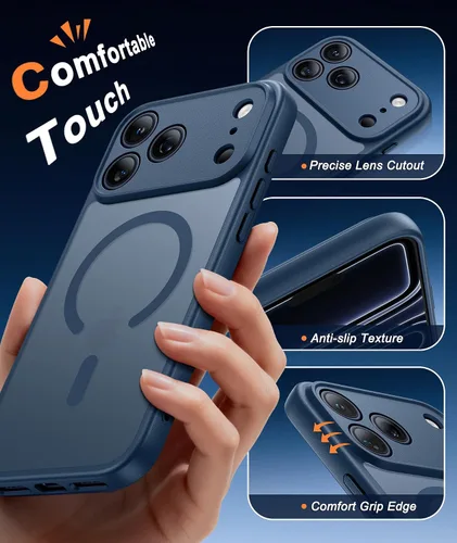 Miniatura 544 de FNTCASE Funda para iPhone 17 Pro: Fundas delgadas translúcidas de color azul claro compatibles con MagSafe, protección completa de la cámara