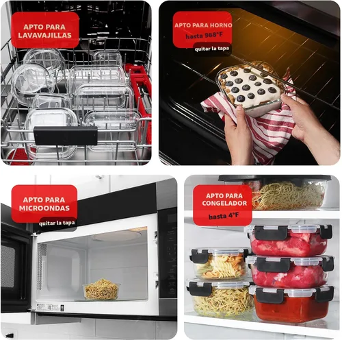 Miniatura 4 de Nestlé 24 piezas (12 contenedores herméticos aptos para congelador, 12 tapas), contenedores de almacenamiento para despensa y cocina, contenedores