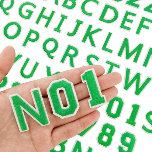 Miniatura 18 de Harsgs 72 parches de letras para planchar con números, parches bordados de letras A-Z números 0-9 para ropa, vestido, sombrero, jeans, accesorios