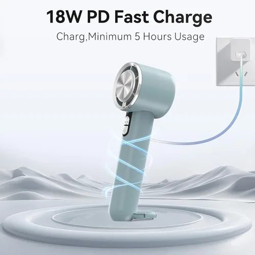 Miniatura 2 de Ventilador de refrigeración de mano, ventilador portátil de aire acondicionado de 5 velocidades, mini ventilador recargable con USB para mujeres