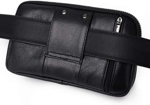 Miniatura 4 de Leather Waist Pack Belt Holster for Men Women Clip Holder Outdoor Travel Cover Pouch Purse Fanny Bag Cell Phone Case