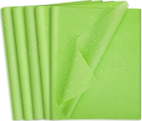 Miniatura 10 de woric 135 hojas de papel de seda blanco para bolsas de regalo de 20 x 14 pulgadas, papel de seda con purpurina para cumpleaños, baby shower, boda