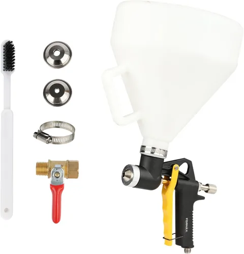 FORNAX Pistola de textura Air Hopper, pistola de tolva de 1.3 galones con mango, 3 boquillas de 4.0, 6.0 y 0.315 in