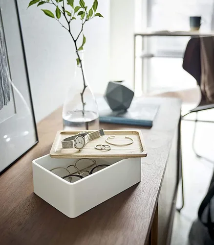 Miniatura 3 de Yamazaki Caja de accesorios Home Polystone Organizador de joyas, tamaño único, ceniza