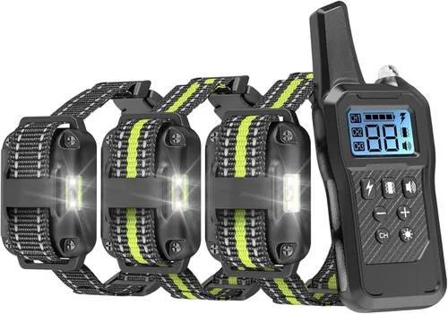Collar de choque para perro, paquete de 3 – Collar de entrenamiento para perros con control remoto IP65 impermeable E Collar para perros con modos