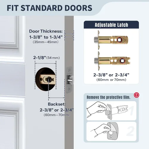 Miniatura 3 de Manija de puerta estilo ondulado, manija de puerta de entrada con llave con cerradura, manija de entrada reversible para apertura a la izquierda