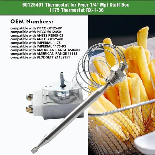 Miniatura 2 de RX-1-36 Termostato para freidora Caja de empaque Mpt de 1/4", termostato 60125401 para freidora profunda compatible con Pitco 60125401 apto