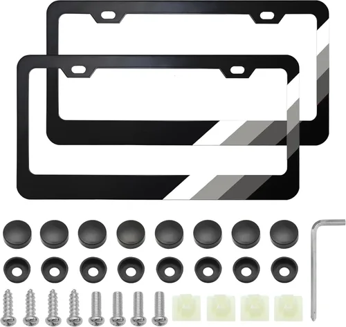 Miniatura 10 de YOSRTER 2 piezas de marco de matrícula de aluminio para accesorios Dodge, marco de cubierta de matrícula, cubierta de matrícula mate, decoración