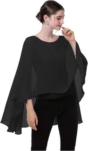 Miniatura 5 de Baoqiya Capa de gasa transparente capelets larga poncho para mujer talla grande