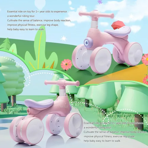 Miniatura 3 de Bicicleta de equilibrio para bebés con máquina de burbujas para niños de 1 año, bicicleta de equilibrio para niños de 4 ruedas con fabricante de Rosa