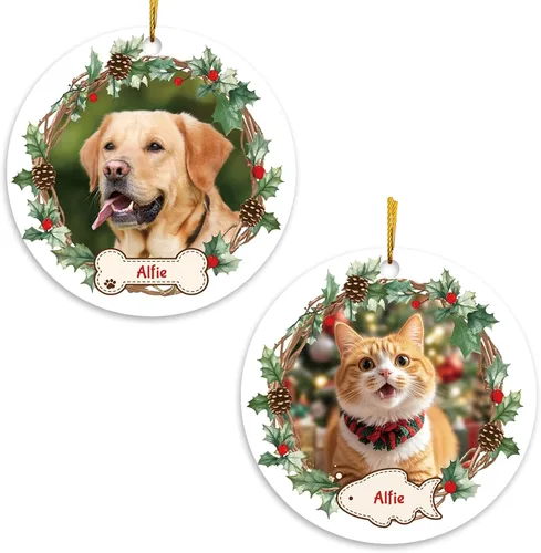 Miniatura 7 de Adornos personalizados para árbol de Navidad con nombre de foto, adorno personalizado para mascotas, adornos de primera Navidad para perros, regalos