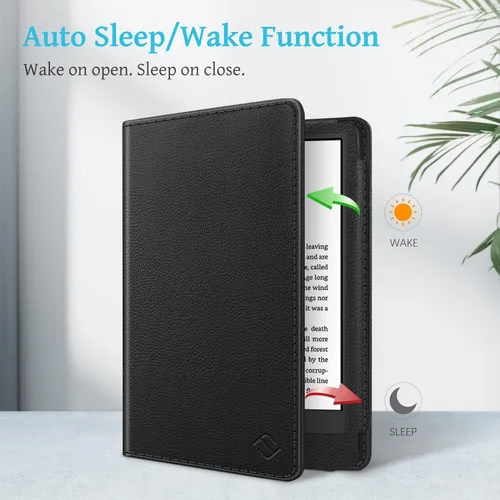 Miniatura 3 de Fintie Funda con soporte para Kindle de 6 pulgadas (11ª generación-2024/2022) - Funda de piel sintética con ranura para tarjeta de encendido y Negro