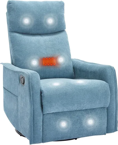 Miniatura 14 de PELUMY Silla Reclinable Mecedora Giratoria 360 para Adultos, Silla Mecedora de Guardería con Calor y Masaje, Silla Reclinable Deslizante para Beige