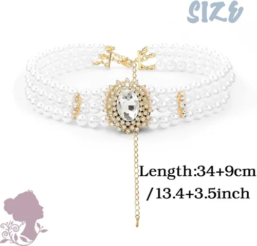 Miniatura 6 de ELABEST Collar de perlas para mujer, collar de diamantes de imitación, gargantilla de perlas de moda, cadena de tenis de moda, joyería de dama