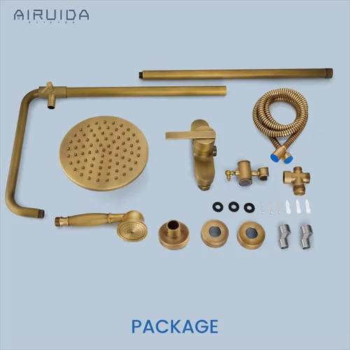 Miniatura 9 de Airuida Sistema de ducha expuesto, cabezal de ducha de lluvia de 8 pulgadas con rociador de mano, juego de grifo de ducha de montaje en pared de una