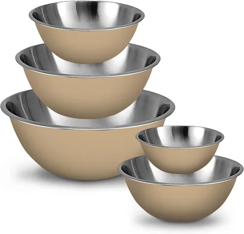 Miniatura 12 de WHYSKO - Juego de tazones de acero inoxidable para preparación de comida (set de 5 piezas) para el hogar, refrigerador y cocina, organizadores