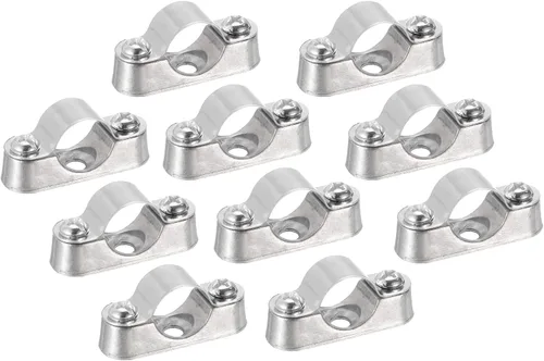 UXCELL Paquete de 10 soportes de tubo - Abrazaderas para tubos de metal de 0.630 in de diámetro exterior, soportes de pared y techo