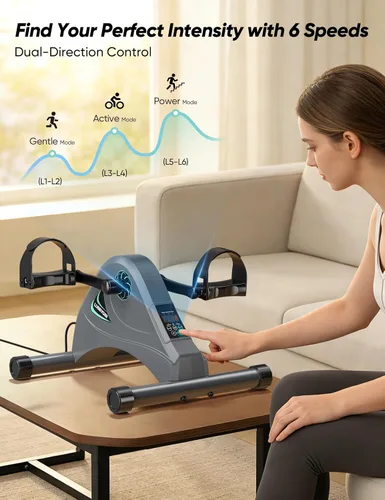 Miniatura 6 de LUBBYGIM Mini Exercise Bike, Under Desk Bike Pedal Exerciser for Seniors & Physical Therapy, Electric Motorized Foot Pedal Machine for Arm and Leg
