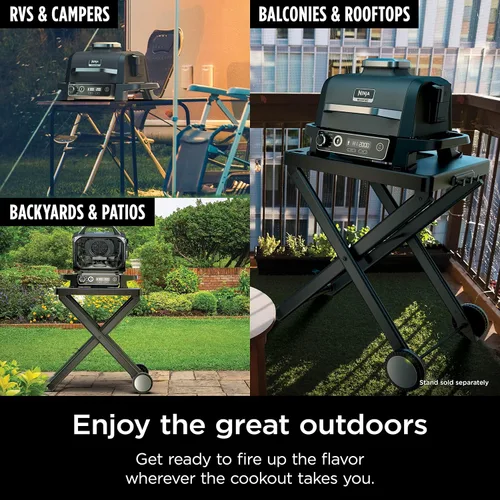 Miniatura 15 de Ninja OG751 Woodfire Pro - Parrilla para exteriores con termómetro integrado, parrilla principal 7 en 1, ahumador de barbacoa y freidora de aire al