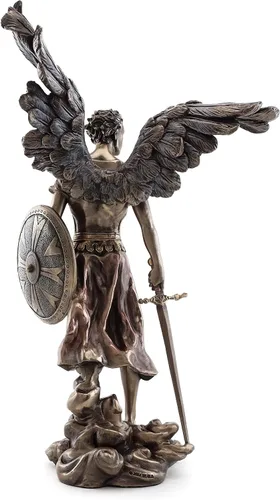 Miniatura 4 de Top Collection Estatua de San Miguel el Arcángel – Michael, defensor de la iglesia escultura en bronce fundido en frío de primera calidad – Figura