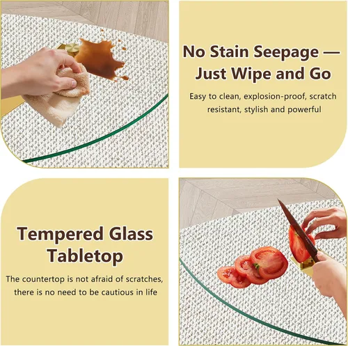 Miniatura 5 de Juego de mesa de comedor redonda de vidrio para 4, mesa de cocina redonda de 39 pulgadas y sillas para 4 personas con tapa de vidrio templado y base