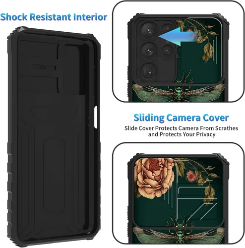 Miniatura 171 de Funda para Samsung Galaxy S22 Ultra 5G, Galaxy S22 Ultra con cubierta de cámara deslizante, funda resistente de doble capa con función atril Black