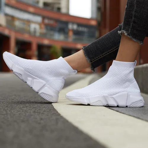 Miniatura 3 de CHUI Tenis de moda para niños, zapatos de calcetín para niñas, zapatos altos sin cordones para niños