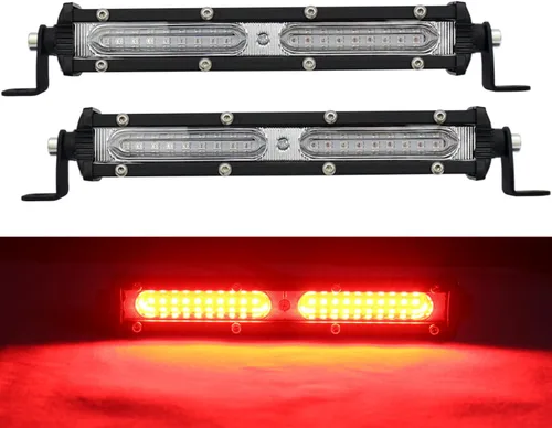 Miniatura 7 de Barra de luces antiniebla LED azul ultra delgada de una sola fila para conducción todoterreno, 2 unidades, 7 pulgadas, impermeables, luces