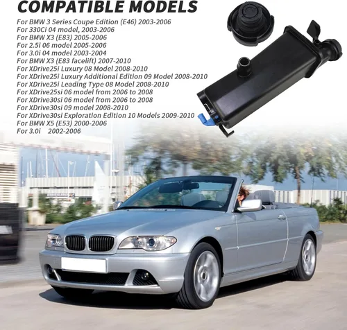Miniatura 5 de Kit de depósito de recuperación de desbordamiento de refrigerante de motor de 6 piezas para BMW 1998-2006 E46 316i 318i 320i 320Ci 323i 325i 323Ci