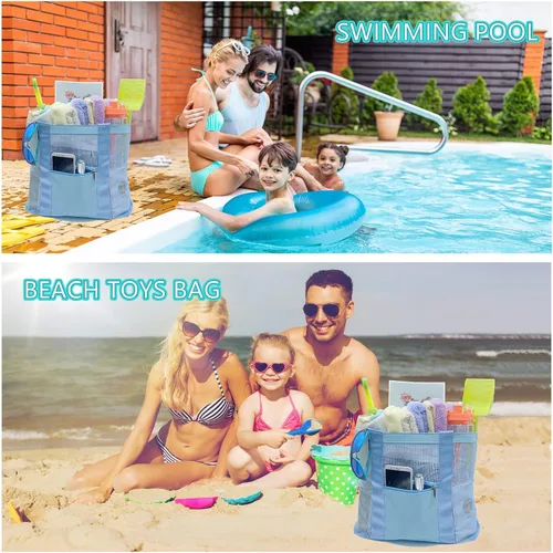 Miniatura 3 de Bolsa de playa de malla, bolsa de playa, ligera, impermeable, a prueba de arena, bolsas de viaje duraderas para juguetes de playa