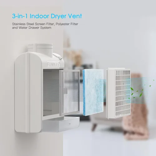 Miniatura 3 de FUNMAS Ventilación 3 en 1 para secadora interior + paquete de 10 filtros de repuesto FUNMAS