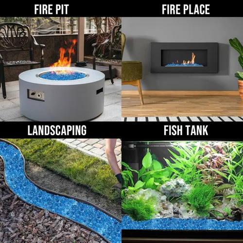 Miniatura 7 de Skyflame Vidrio de fuego de alto brillo de 10 libras para hoyo de fuego, chimenea y paisajismo (1/2 pulgada, azul aguamarina)