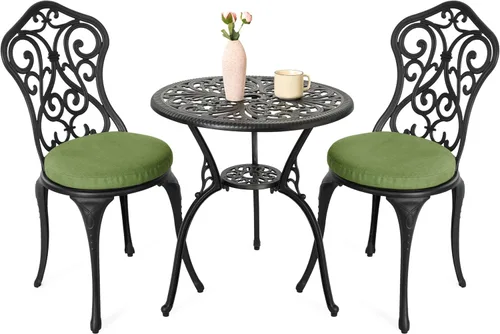 Miniatura 11 de NUU GARDEN - Juego de mesa de bistró de 3 piezas para exteriores, de aluminio fundido resistente a la intemperie, juego de mesa de bistró de patio