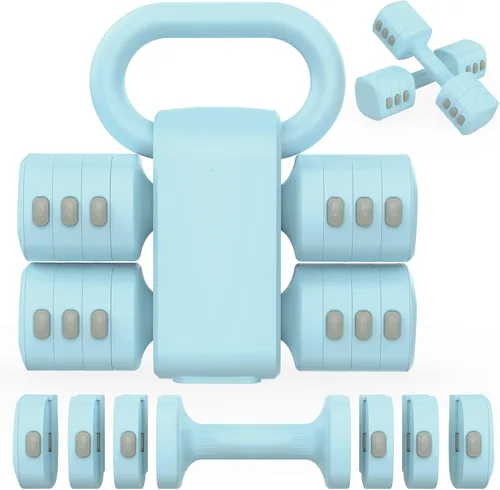 Miniatura 10 de Hezeyferg Juego de mancuernas ajustables 2 en 1, juego de mancuernas con 4 niveles de peso para mujeres y hombres, cada una de 1/1.5/2/2.5 kg