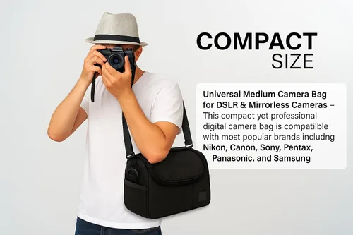 Miniatura 6 de Acuvar Bolsa acolchada suave y mediana para cámara Canon, Nikon, Olympus, Pentax y Samsung Gadget, funda para accesorios de cámara, funda
