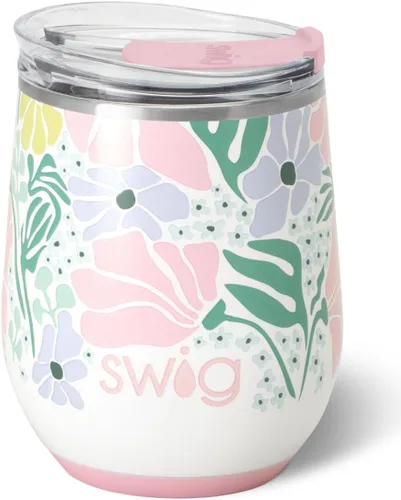 Miniatura 20 de Swig Life Vaso de vino de 12 onzas con tapa, acero inoxidable, apto para lavavajillas, portátil, triple aislamiento (todos los americanos)