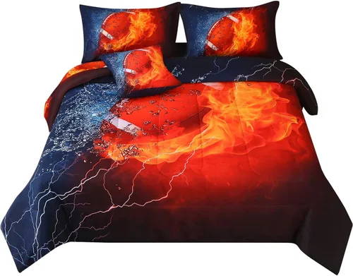 Miniatura 12 de JQinHome Juego de edredón deportivo para niños tamaño individual, cama de 6 piezas en una bolsa para niños y adolescentes, ropa de cama