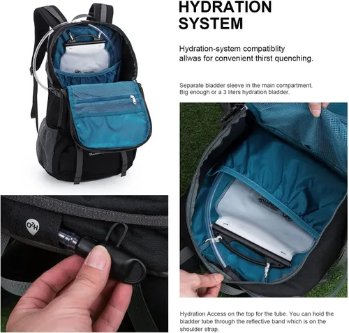 Miniatura 5 de Mochila de senderismo de 40 L de Mountaintop, mochila ligera de viaje para hombres y mujeres, mochila para acampar al aire libre y hacer senderismo