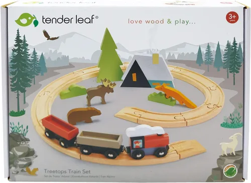 Miniatura 5 de Tender Leaf Toys - Juego de tren Treetops - Hermoso juego de tren de juguete de madera para niños - Habilidades de juego inteligentes e imaginativas