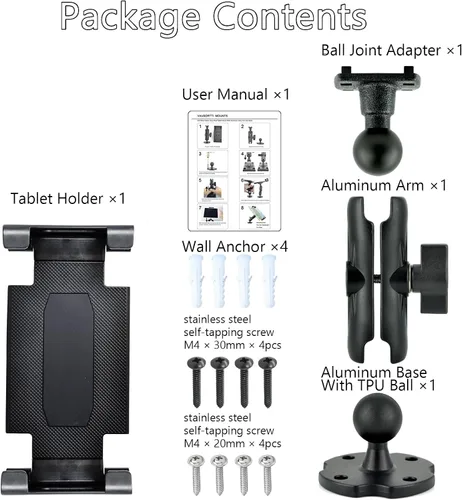 Miniatura 4 de VAUBORTTI Base de taladro de aluminio resistente para tableta, para tablet iPad Pro/Mini, soporte para iPad Pro/Mini, soporte para iPad Pro y Mini