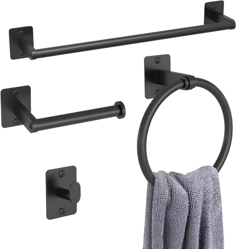 Miniatura 12 de KLJKPA - Juego de accesorios de baño, juego de 4 piezas de accesorios de baño dorados, barra de toalla de 24 pulgadas, toalleros para baño, ganchos