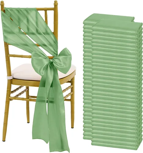 Miniatura 23 de fani 60 cintas de satén negras de 7 x 108 pulgadas para silla, fundas universales para silla, bodas, fiestas de cumpleaños, celebraciones, hoteles